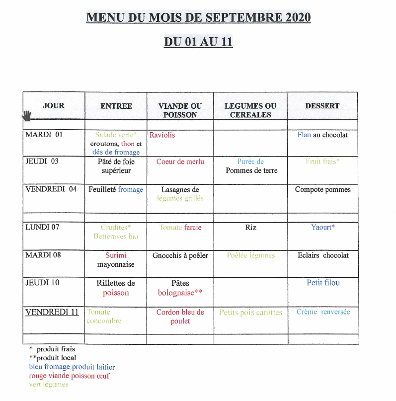 menu septembre 1